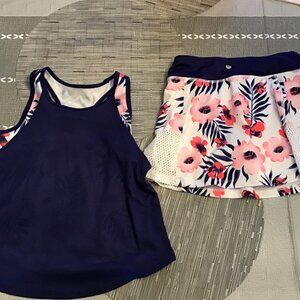 Girl's Avia Skort/Tennis Set, Size 7-8, Navy and Floral